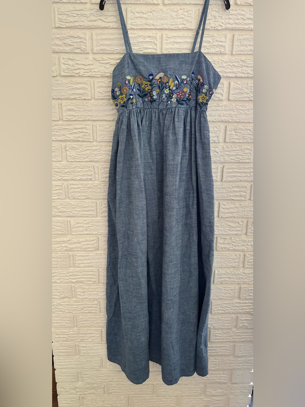 Natural Life Bailey Maxi Dress Light Denim with Embroidery Size Small NWOT